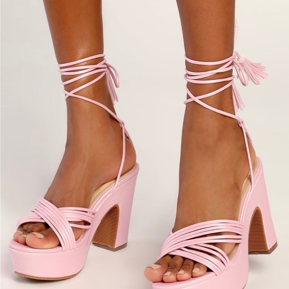lace up pink heels